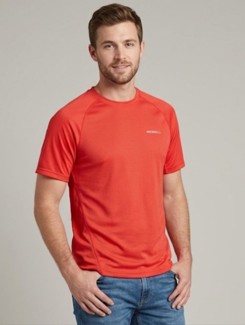 Merrell Dri Fit Red Athletic Hiking Shirt Men's Size Small